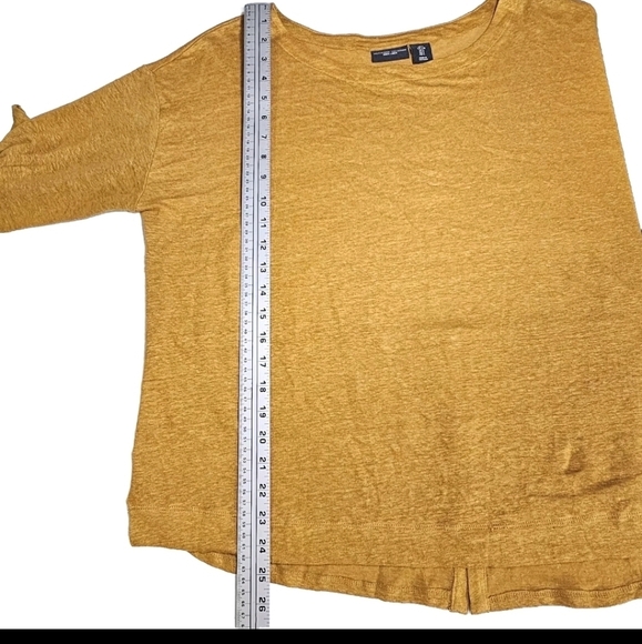 Adrienne Vittadini 100% Linen  Large Mustard Yellow Pull Over Oversized Sweater - Picture 7 of 12